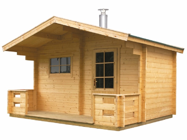 Gartenhaus-Sauna mit Holzofen Außenansicht
